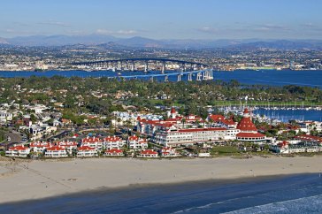 Hotel Del Coronado overlooking Coronado Bridge