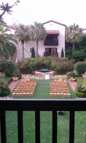 View of gardens from my seat at Estancia La Jolla